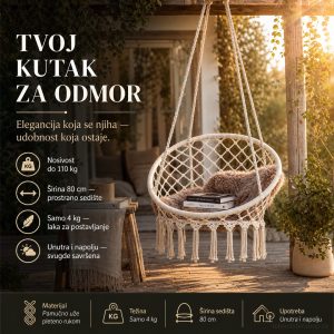 Ljuljaška za terasu – pletena sa metalnom konstrukcijom