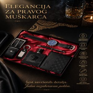 Luksuzni poklon set za muškarce 6u1 sa svim komponentama