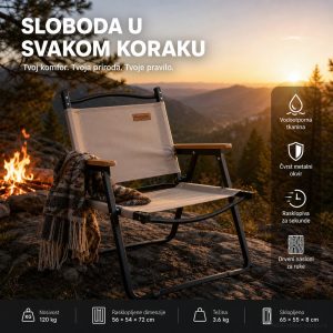 Kamperska rasklopiva stolica sa ergonomskim dizajnom za kampovanje