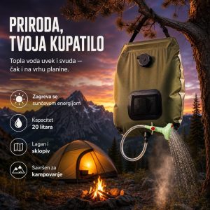 Solarni tuš 20L za kampovanje deluxe