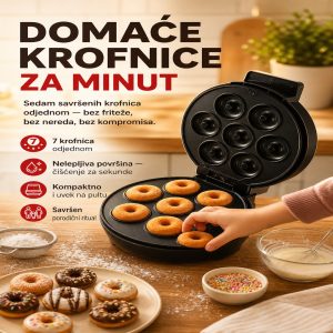 Mini masina za krofnice aparat sa svim delovima prikazan
