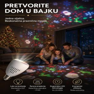 Novogodišnja LED projektor sijalica sa prazničnim svetlosnim efektima