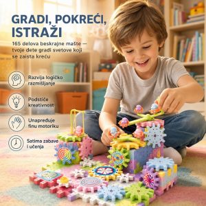 Veliki elektricni magnetni konstruktor sa 165 delova i zupcanicima