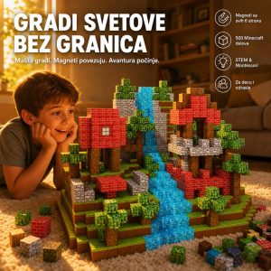 Minecraft Magnetne Kocke 500delova – Kreativni Magnetni Set za Sate Maštovite Igre-Najpovoljnije