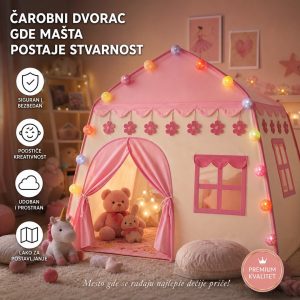Magični dvorac za decu sa svetlucavim tornjevima i vratima