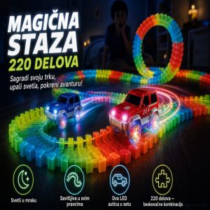 Magična staza 220 delova sa DVA autica / Magic tracks