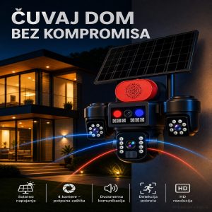 Solarna PTZ Kamera sa Tri Sočiva 4G 25Mpix – Bežični Nadzor 24/7