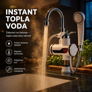 Slavina za Sudoperu sa Digitalnim Bojlerom i Tušem – Instant Topla Voda