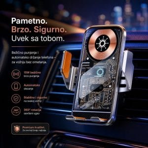 Pametni auto držač i bežični punjač za telefon sa magnetnom pozicijom