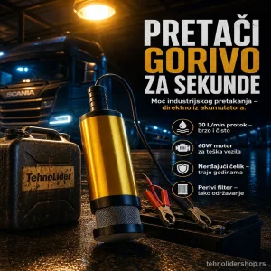 Pumpa za Pretakanje Goriva 24V – 60W Motor, Protok 30 L/min
