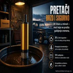 Pumpa za Pretakanje Tečnosti – Potapajuća, 30 l/min (Gorivo, Ulje, Nafta)