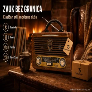 Retro Radio sa Bluetoothom – Bežično Povezivanje i Punjiva Baterija