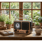 Retro radio Bluetooth zvučnik sa satom kompletna slika