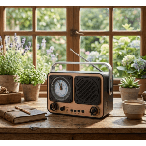 Retro radio Bluetooth zvučnik sa satom kompletna slika