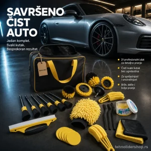 Set četki za pranje i detaljno čišćenje auta – 21 delova + torba