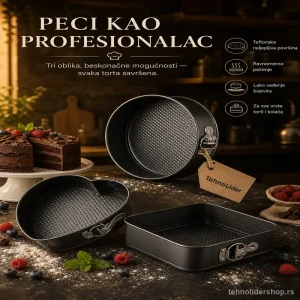 Set Kalupa za Torte – Krug, Kvadrat i Srce (3 Komada)