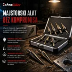 Set Stepenastih Burgija od Titanijuma – 5 komada sa Aluminijumskom Futrolom