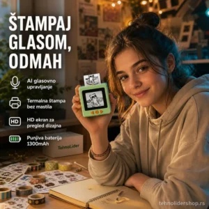 SmartPrint AI Mini Termalni Štampač Nalepnica – Prenosivi sa HD Ekranom