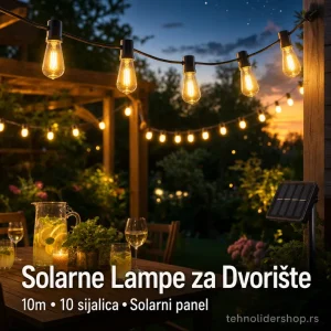 Solarne lampe za dvorište 10m sa 10 sijalica