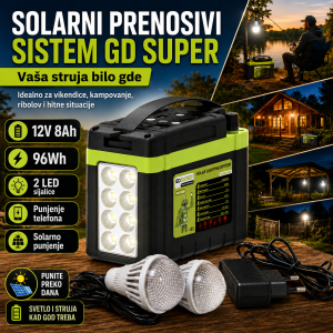 Solarni Prenosivi Sistem GD SUPER (12V 8Ah)