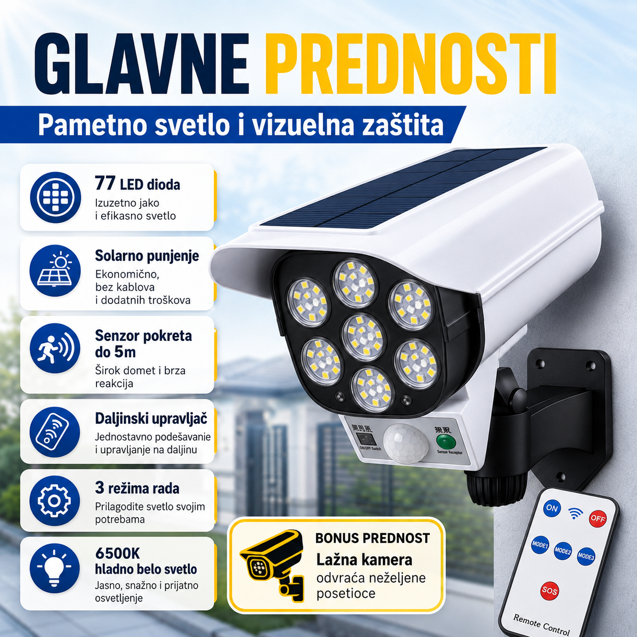 Solarni Reflektor - Lažna Kamera solarni reflektor - lažna kamera — prednja strana