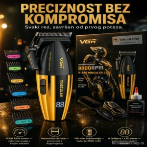 VGR V-285 Profesionalna Mašinica za Šišanje – Bežična, LED Ekran, 9000 RPM