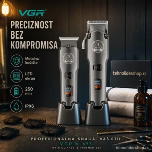 VGR V-675 Profesionalni Set za Šišanje – Metalno Kućište i LED Ekran