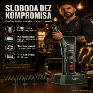 VGR V-696 Profesionalna Mašinica za Šišanje – 300 Min Bežičnog Rada