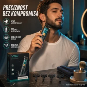 VGR V-961 Bežična Vodootporna Mašinica za Šišanje i Brijanje – IPX7
