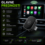 poređenje veličine adaptera carplay sa novčićem ili automobilskom ključem