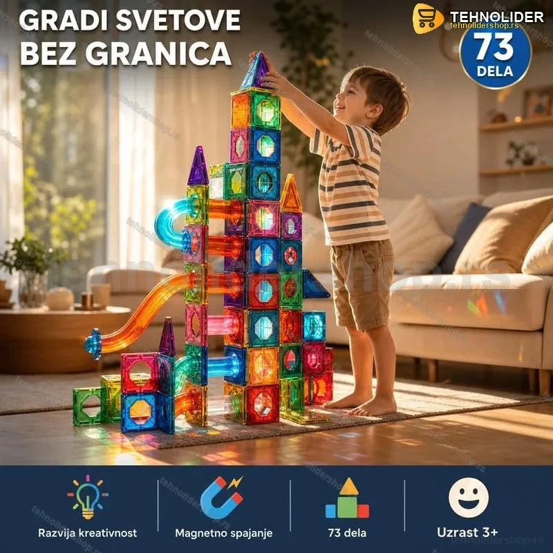 Magnetne kocke 73 delova 3D magnetne plocice Magnetne kocke 73 delova 3D magnetne plocice