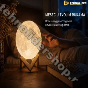 3D Mesec Lampa — Punjiva Noćna Lampa sa Dodirom i LED Svetlom