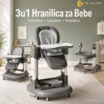 3u1 Hranilica za Bebe sa Ljuljaškom i Hodalicom – Multifunkcionalna Stolica za Hranjenje