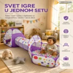 3u1 Šator + Tunel + Bazen za Loptice – LJUBIČASTI