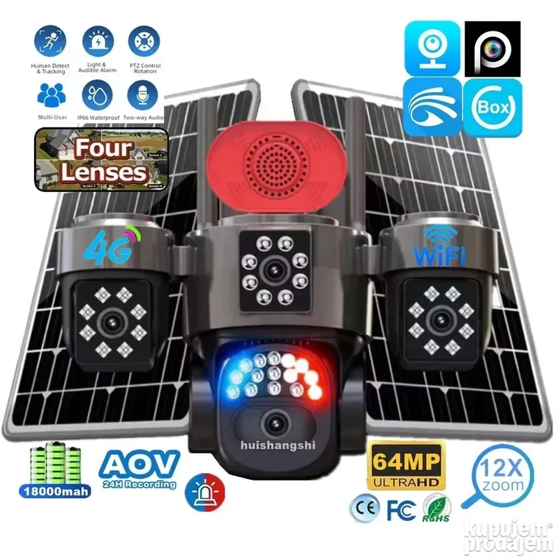 4g Solarna Kamera 4 Sociva Ptz Wifi 12x Zoom solarna PTZ kamera - prednja strana
