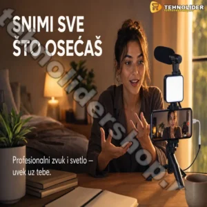 4 u 1 Set za Vlogovanje – Mikrofon, LED Lampa i Stativ za Kreatore Sadržaja