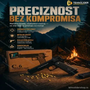 Airsoft Metalni Pištolj C6 na Metkiće – Realistični Model za Starije od 14+