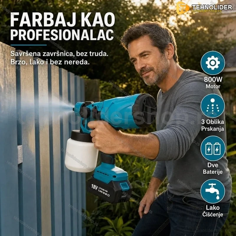 Aku pištolj za farbanje 800w sa dve baterije Aku pištolj za farbanje 800w sa dve baterije