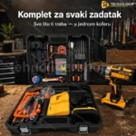Aku srafilica 24v+busilica+cekic+Dve baterije+Pribor Žuta