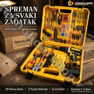 Aku Šrafilica Set Alata – 29 Delova + 2 Baterije u Koferu