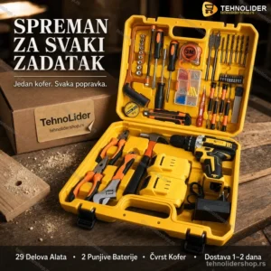 Aku Šrafilica Set Alata – 29 Delova + 2 Baterije u Koferu