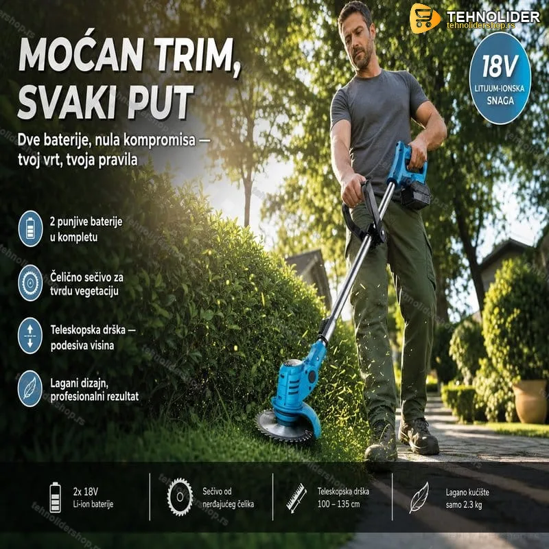 Aku trimer za travu sa 2 baterije