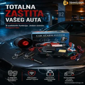 Alarm za Auto – Kompletna Oprema za Montažu sa Daljinskim Upravljačem
