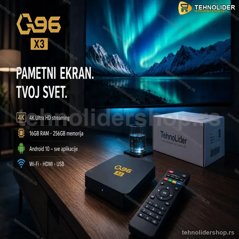 Q96 X3 Android TV Box 4K Ultra HD – 16GB RAM, 256GB Memorija Q96 X3 Android TV Box 4K Ultra HD – 16GB RAM, 256GB Memorija