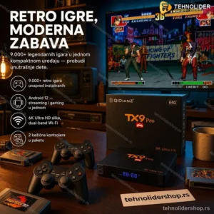Android TV Box TX9 Pro 6K – 2u1 Media Plejer i Retro Konzola za Igranje