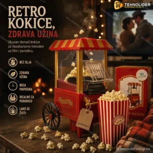 Aparat za Kokice Retro Kolica – Vrući Vazduh, Zdravija Užina