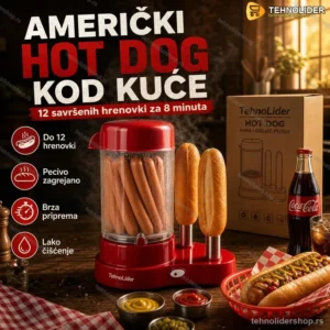 Aparat za Hot Dog Američki – 12 Hot Dogova na Pari, 450W