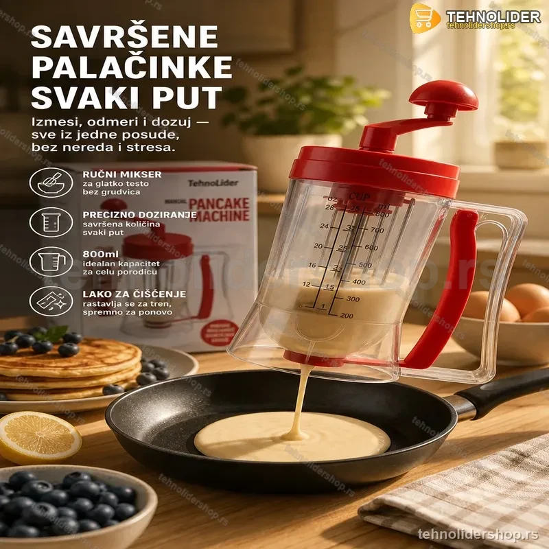Aparat za Palačinke sa Mikserom i Preciznim Dozerom 800ml Aparat za Palačinke sa Mikserom i Preciznim Dozerom 800ml