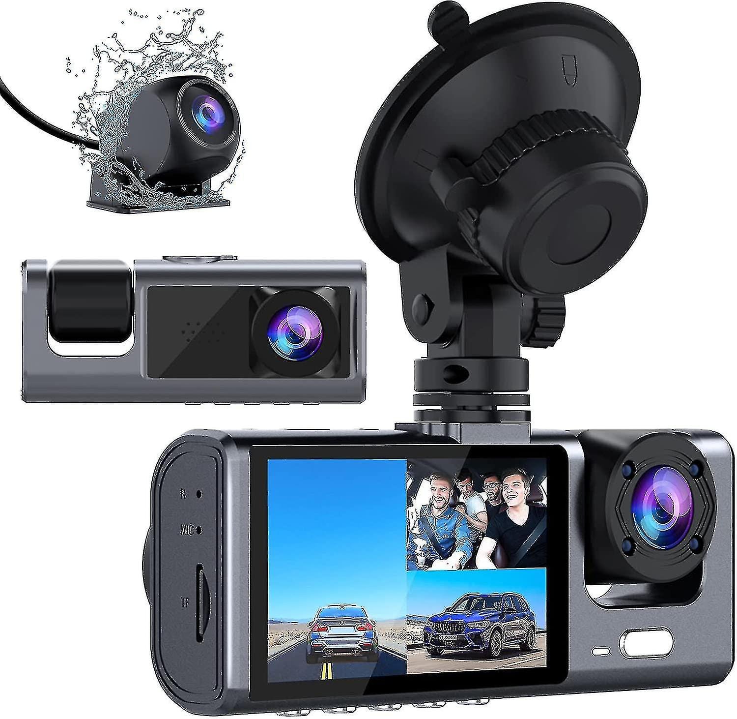 Auto kamera sa 3 kamere DVR za auto 3u1 Black Box auto kamera 3u1 - prednja strana