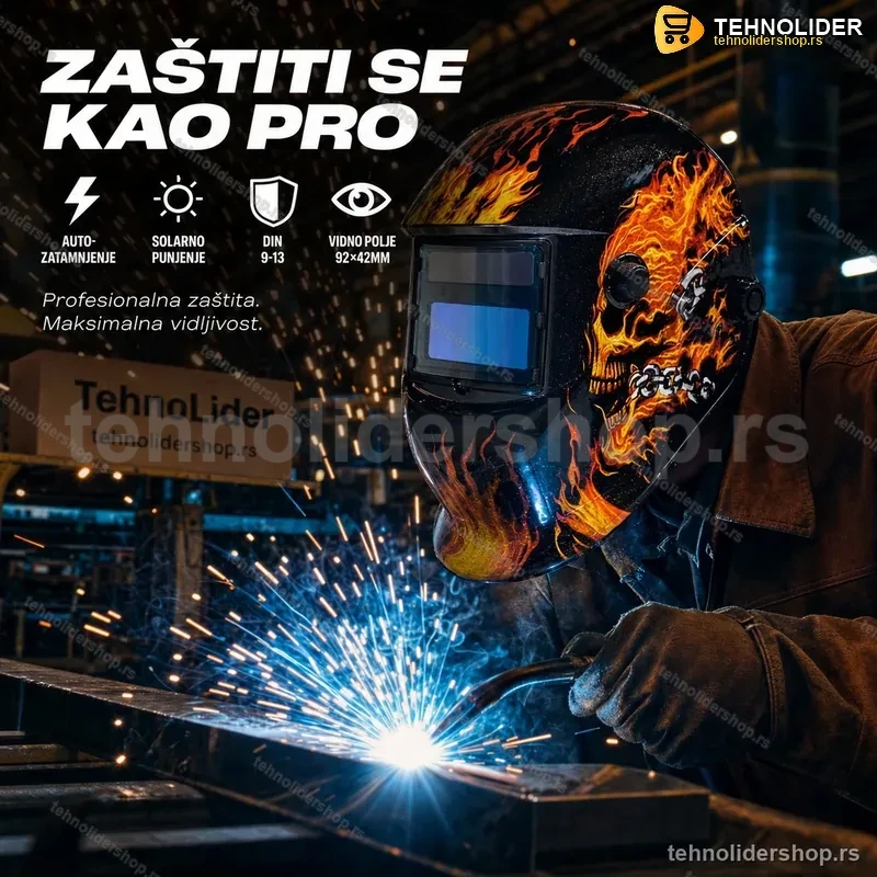 Automatska Maska za Varenje sa Solarnim Punjenjem i Auto-Zatamnjenjem Automatska Maska za Varenje sa Solarnim Punjenjem i Auto-Zatamnjenjem